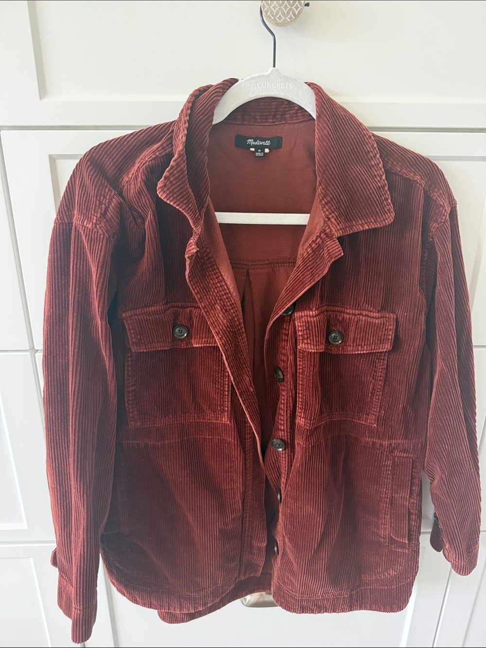 Madewell Corduroy Button-Front Jacket in Rust